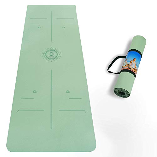 310SbtWR1nL Yoga Mat Non Slip TPE Fitness Mats with Carrying Strap
