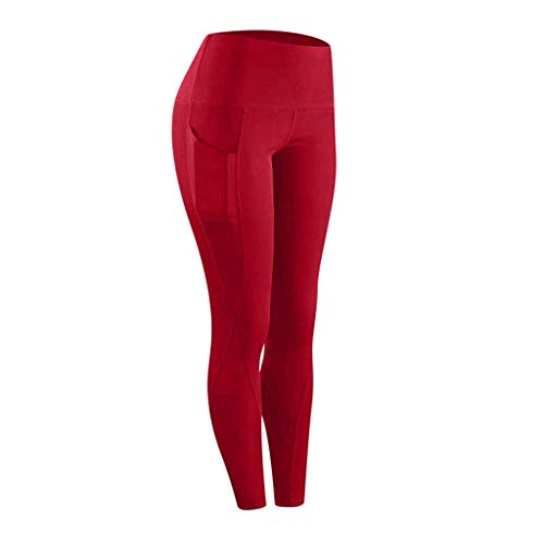 316ELszATHL Yoga Pants with Pockets: The Perfect Fitness Companion in Crimson