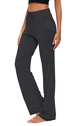 316hNPUZhWL Yoga Pants with Pockets Straight-Leg Loose Comfy