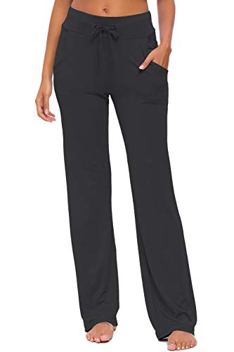 31n1NxybzqL Yoga Pants with Pockets Straight-Leg Loose Comfy