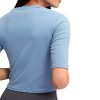 Lemedy Women Crop Tops Sports Workout Short Sleeve