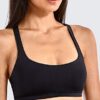Padded Yoga Bra Tops Black Strappy Sports
