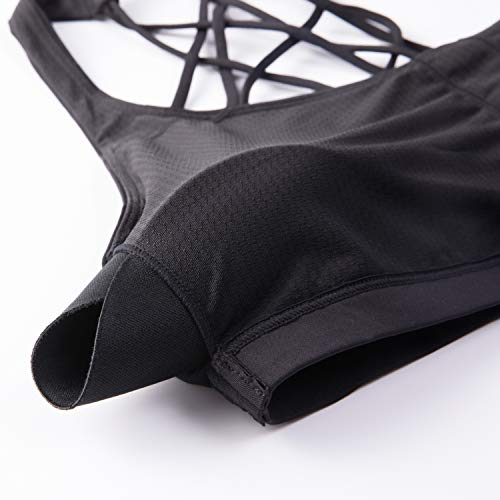 411EDe6pePL Strappy Sports Bras for Women Cross Back Sexy Padded Yoga Bra