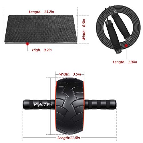 MOVTOTOP 3-in-1 Ab Wheel Roller Kit with Knee Mat and Jump Rope