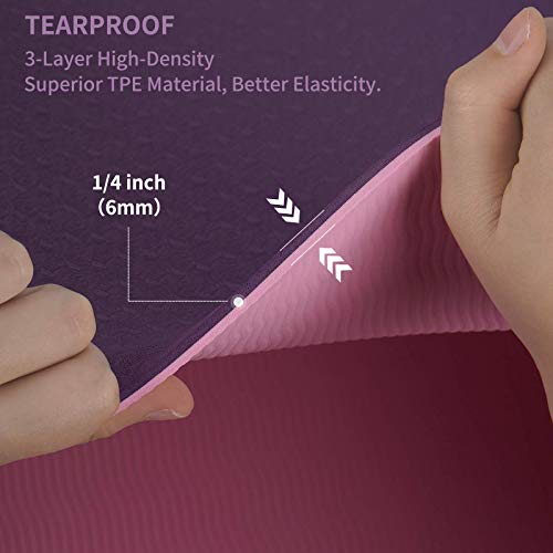 YXwin Yoga Mat, Classic 1/4 Inch Thick, Non Slip Pro Yoga Mat