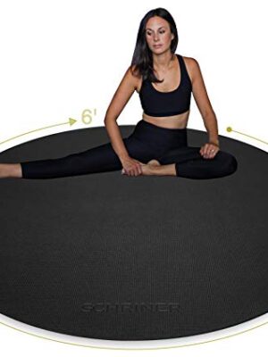 SCHRINER Pro Large Round Yoga Mat 6’ x 8mm for Exercise