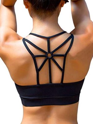 YIANNA Sports Bras for Women Cross Back Padded Sports Bra