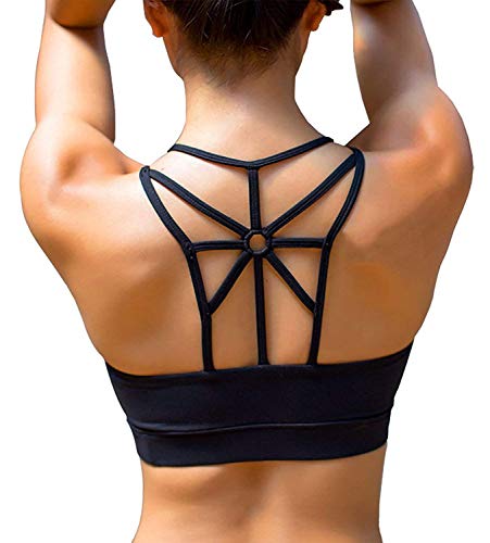 YIANNA Sports Bras for Women Cross Back Padded Sports Bra