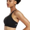 Crossback Strappy Sports Bra with Removable Cups - Light Support for Yoga and Gym