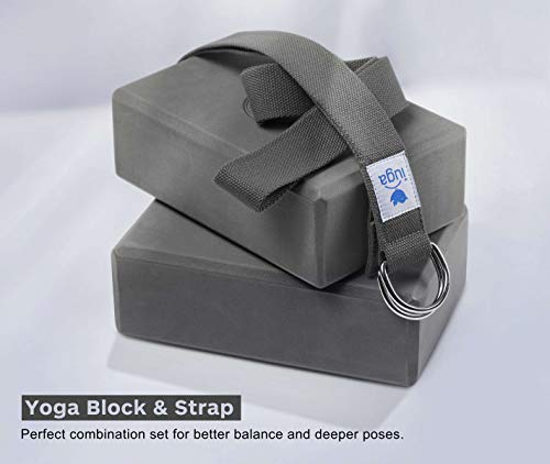 415PViKk5eL IUGA Yoga Block 2 Pack with Yoga Strap
