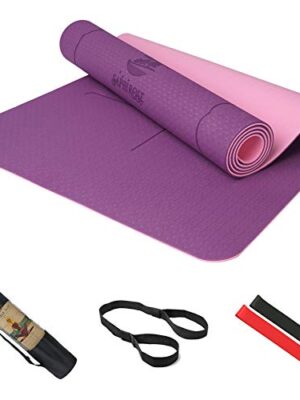 Non Slip Yoga Mat with Alignment Lines TPE Home Fitness