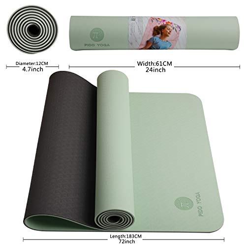 Pido Yoga Mat - 1/4 ,1/3 Inch Extra Thick Non Slip Yoga Mat
