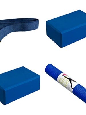 Hello Fit Yoga Starter Kit - Yoga Mat, Strap, Blocks