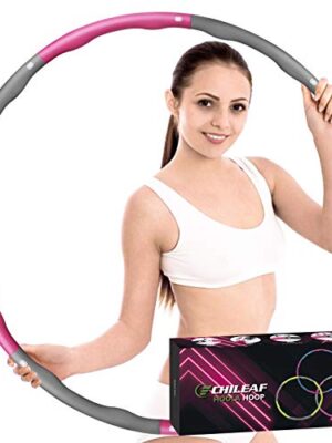 Get Fit and Have Fun: The Hoola Hoop for Adults and Kids - Weight Loss, Detachable and Adjustable Fitness Circle, Soft Yoga Ring, Premium Quality Home Gym Exercise Tool, Weighted 1 kg (2.2lbs) in Pink.