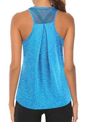YAnGSale Women Workout Tops Mesh Racerback Tank Yoga Shirts
