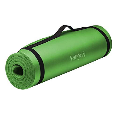 Practice with HemingWeigh Yoga Kit - Green Yoga Mat Set with Carrying Strap, Blocks, Strap, and 2 Microfiber Towels - Ideal for Home Workouts or Gym Classes
