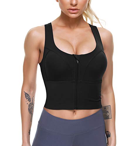 Women Zip Front Sports Bras Longline Fitness 1 Women Zip Front Sports Bras Longline Fitness