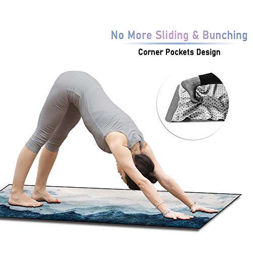 41Aq0I1CgIL QIYI Yoga Mat Towel with Corner Pockets