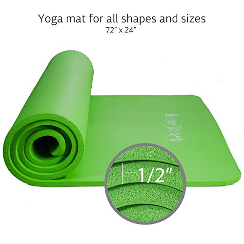 Practice with HemingWeigh Yoga Kit - Green Yoga Mat Set with Carrying Strap, Blocks, Strap, and 2 Microfiber Towels - Ideal for Home Workouts or Gym Classes