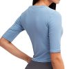 Lemedy Women Crop Tops Sports Workout Short Sleeve