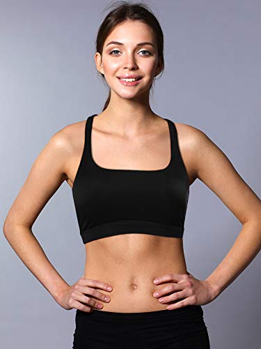 41D7p-JVOHL Patelai 2 Pack Womens Padded Sports Bra Cross Back