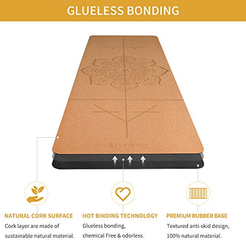 41DHPg9jN8L SNΛKUGΛ Cork Yoga Mat Non Slip, Longer, Wider