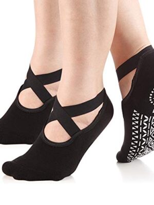 Yoga Socks for Women Non-Slip Grips, Straps