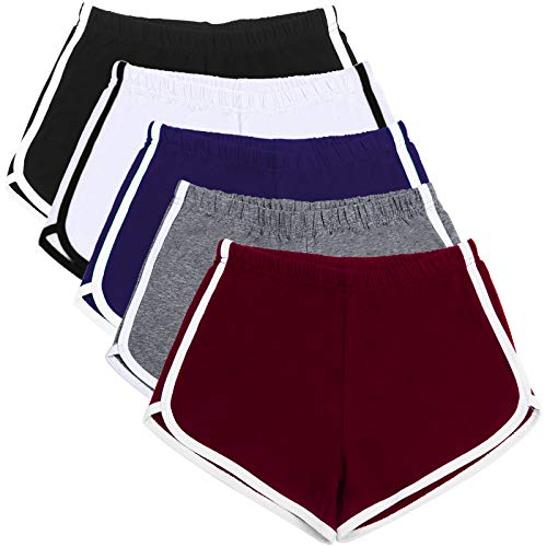 URATOT 5 Pack Women's Cotton Yoga Dance Short Pants