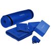 HemingWeigh Yoga Kit - Blue Yoga Mat Set Includes Carrying Strap
