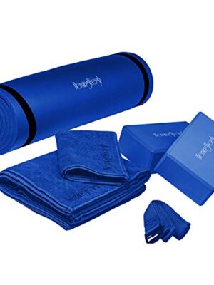 HemingWeigh Yoga Kit - Blue Yoga Mat Set Includes Carrying Strap