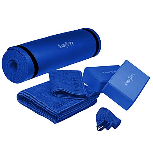 HemingWeigh Yoga Kit - Blue Yoga Mat Set Includes Carrying Strap