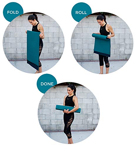 41HdYmFuztL Navy Blue Koru Fold Roll Yoga Mat