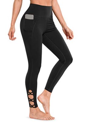 LEINIDINA Cutout High Waisted Yoga Pants with Pockets