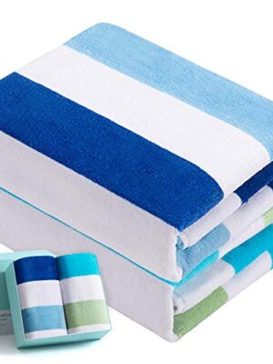 WIIKWEEK Luxury Large Beach Towels, Plush Velour 100% Cotton