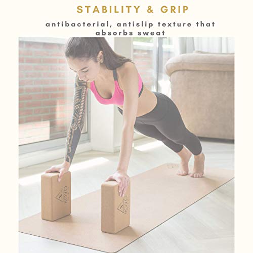 41KvT98f7hL NOVO Wellbeing Cork Yoga Block 2 Pack with Bag