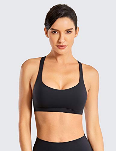 41+L7r6kueL Strappy Sports Bras for Women Cross Back Sexy Padded Yoga Bra