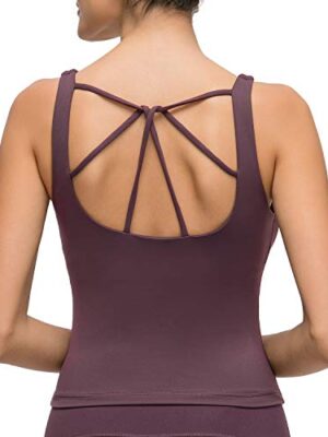 Lemedy Yoga Tank Top Built in Shelf Bra Racerback Pads