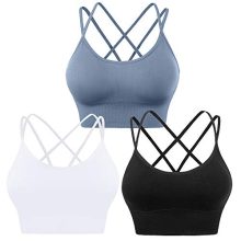 Evercute Cross Back Sport Bras Padded Strappy