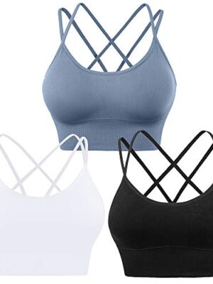 Evercute Cross Back Sport Bras Padded Strappy