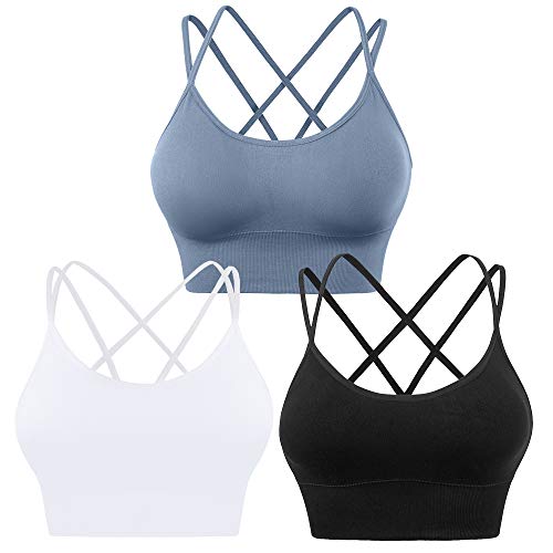 Evercute Cross Back Sport Bras Padded Strappy
