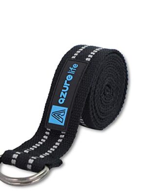 A AZURELIFE Premium Polyester Cotton 2 in 1 Yoga Mat Strap, Adjustable Yoga Mat Carrier Sling for Carrying, Doubles As Yoga Strap/Stretch Bands with Metal D-Ring Buckle for Stretching