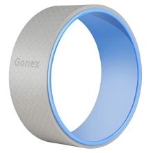 Eliminate Back Pain and Improve Flexibility: The 13 Inch Yoga Wheel with 10mm Thick External Pad, Sturdy Back Roller Stretcher, Workout Guidebook, and Grey Blue Color.