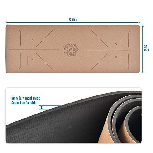 41RiNoTAFZL NUNET Cork Yoga Mat 6mm Thick Extra Wide Premium NonSlip