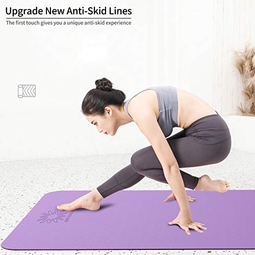 wwww Yoga Mat Eco Friendly TPE Non Slip with Carrying Strap
