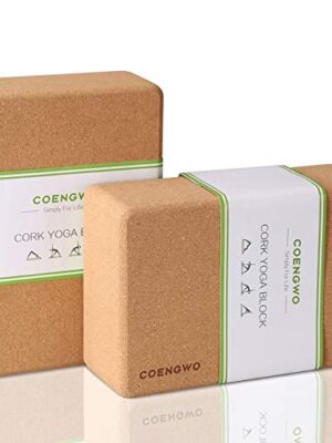 COENGWO Yoga Blocks Cork 2 Pack, Cork Yoga Brick