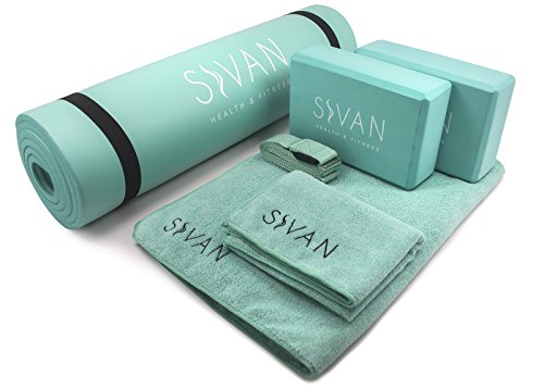Sivan 6-Piece Yoga Set- Includes 1/2" Ultra Thick NBR Exercise Mat
