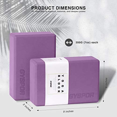 41Uc6Se7w1L GYSPOR Yoga Blocks 2 Pack Set 9"x6"x3" with Yoga Strap