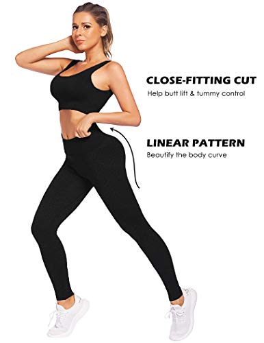 41WBrA4megL Yoga Outfits Sports Bra and Leggings Set