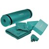 Teal Yoga Mat Set: Strap, Yoga Blocks, Yoga Strap, and 2 Microfiber Yoga Towels