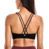 Padded Yoga Bra Tops Black Strappy Sports